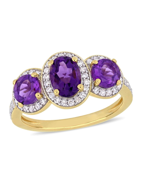 Women's Amethyst Yellow Gold Plated Ring
