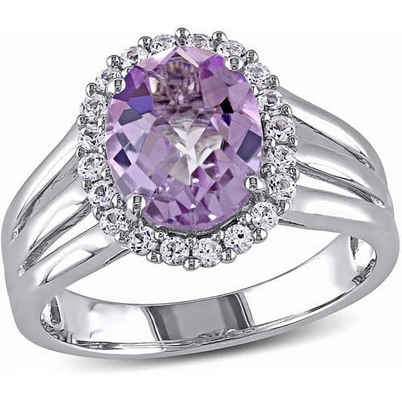 Everly Women's Amethyst and Created Sapphire Sterling Silver Ring