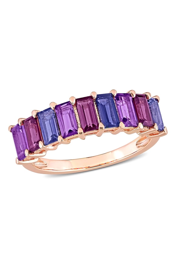 Women's Amethyst and Rhodolite Iolite Sterling Silver Ring