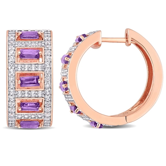 Everly Women's Amethyst and Topaz Rose Gold Plated Earrings