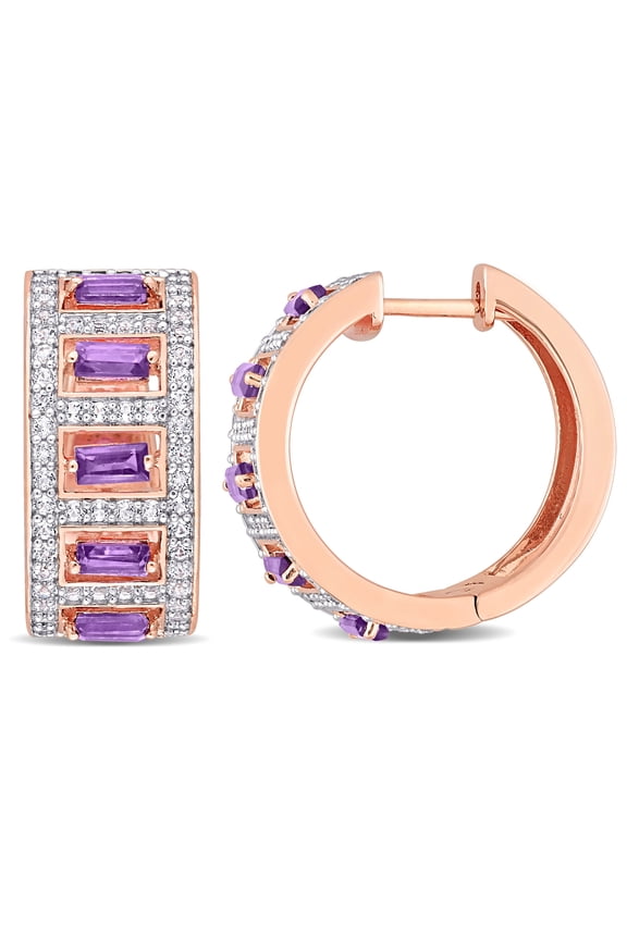 Women's Amethyst and Topaz Rose Gold Plated Earrings