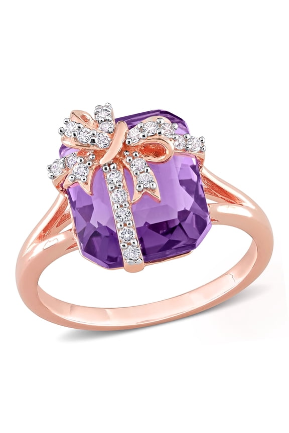 Women's Amethyst and Topaz Rose Gold Plated Ring