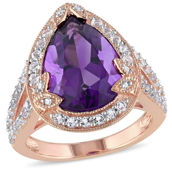 Everly Women's Amethyst and Topaz Rose Gold Plated Ring