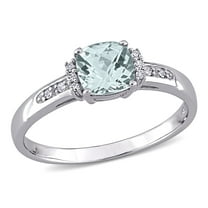 Everly Women's Aquamarine 10K White Gold Engagement Ring