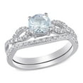 thumbnail image 1 of Everly Women's Aquamarine 10k White Gold Bridal Set, 1 of 7