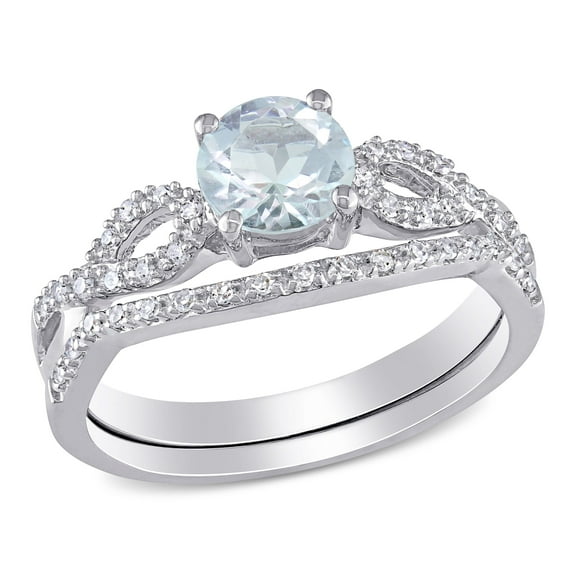 Everly Women's Aquamarine 10k White Gold Bridal Set