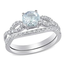 Everly Women's Aquamarine 10k White Gold Bridal Set