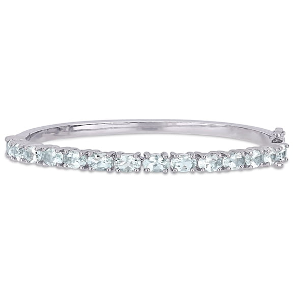 Everly Women's 6 1/3ct TGW Aquamarine Sterling Silver Tennis Bangle