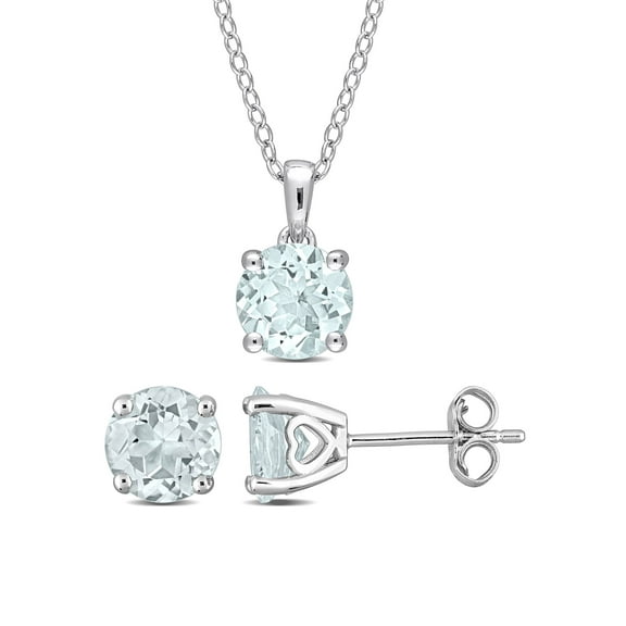 Everly Women's Aquamarine Sterling Silver Jewelry Set
