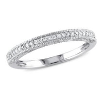 Everly Women's Bridal Engagement Anniversary 1/10 CT T.W. Round-Cut Diamond 10kt White Gold Semi-Eternity Ring with Milgrain Detail and Pave Setting (G-H, I2-I3)