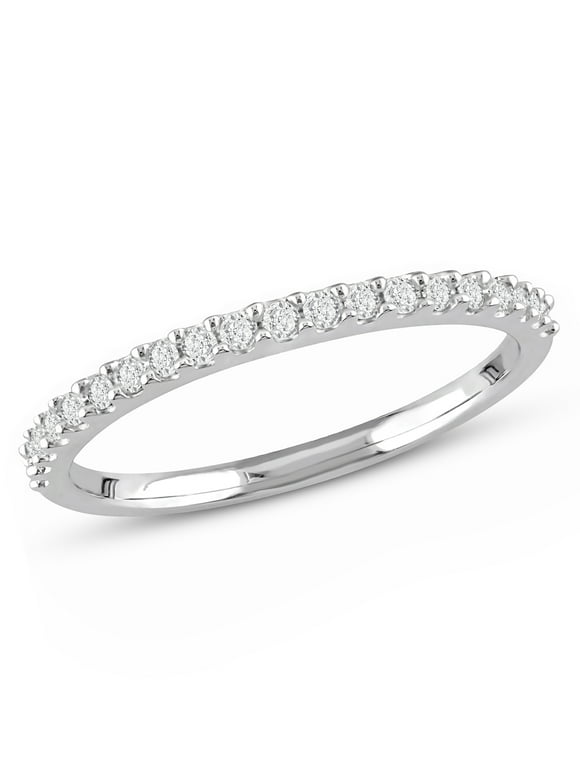 Everly Women's Bridal Engagement Anniversary 1/5 CT T.W. Round-Cut Diamond (G-H, I3) 10kt White Gold Semi-Eternity Anniversary Ring with Buttercup Setting