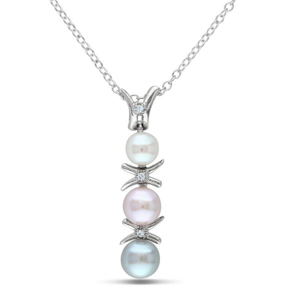 Everly Women's Cultured Pearl and Diamond Sterling Silver Necklace