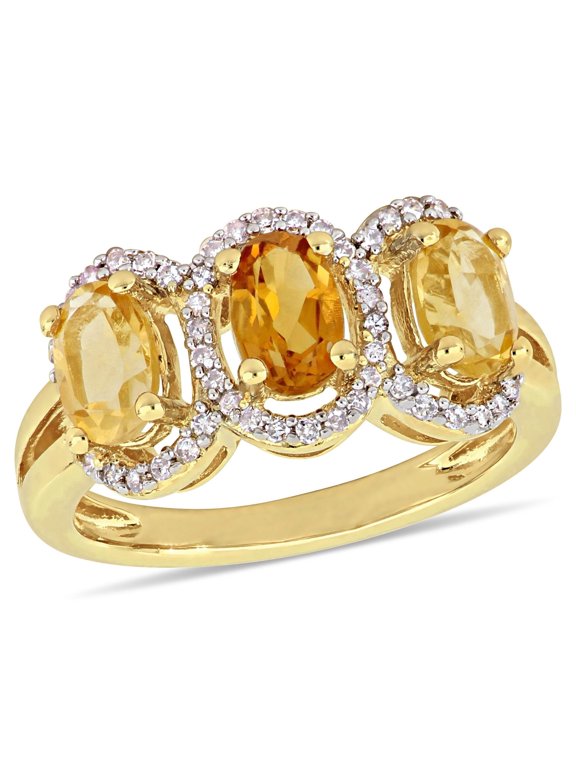 Women's Citrine Yellow Gold Plated Ring