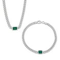 thumbnail image 1 of Everly Women's Created Emerald Sterling Silver Necklace and Bracelet Set - 16 in + 7.5 in, 1 of 10
