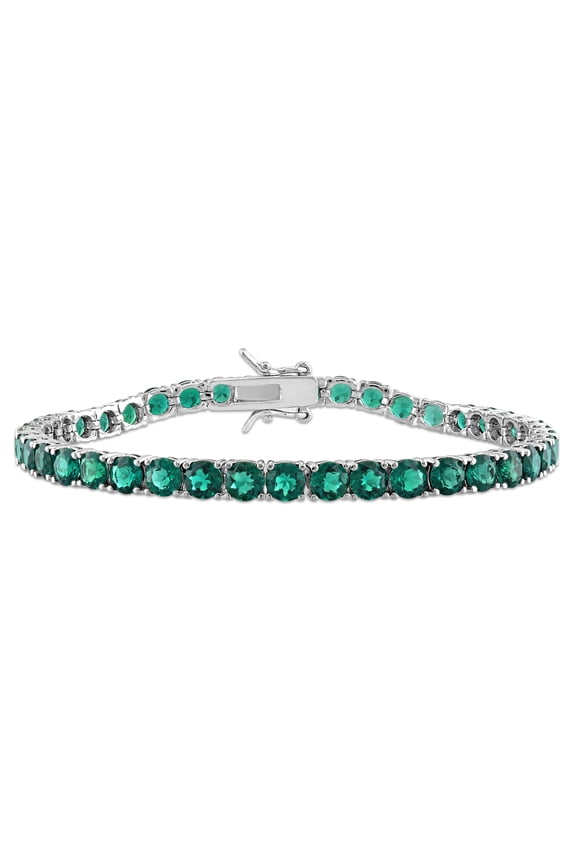 Women's 10 1/2ct Created Emerald Tennis Bracelet Sterling Silver Clasp, Classic