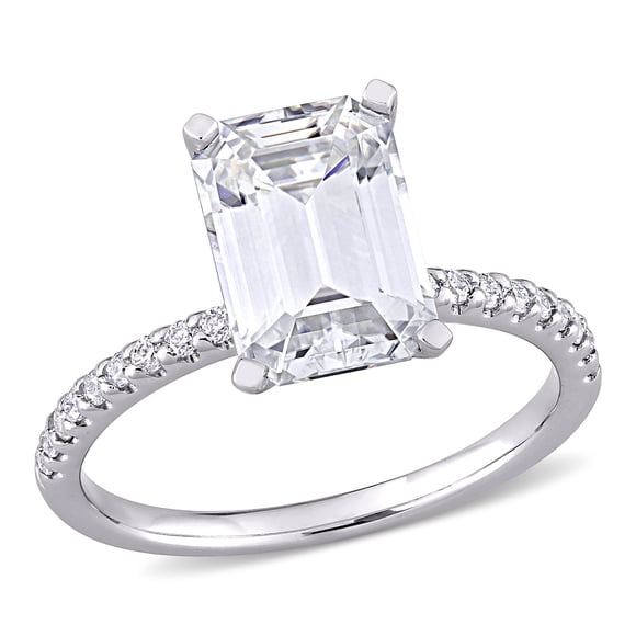 Everly Women's Created Moissanite 10K White Gold Engagement Ring