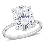 Everly Womens Created Moissanite 10K White Gold Engagement Ring