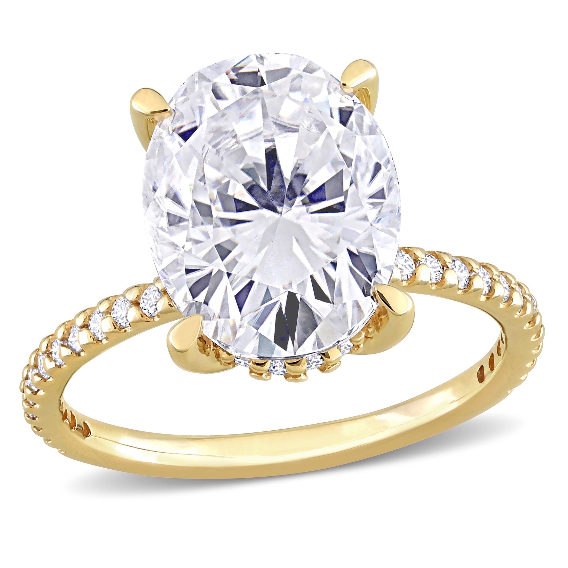 Everly Women's Created Moissanite 10K Yellow Gold Engagement Ring
