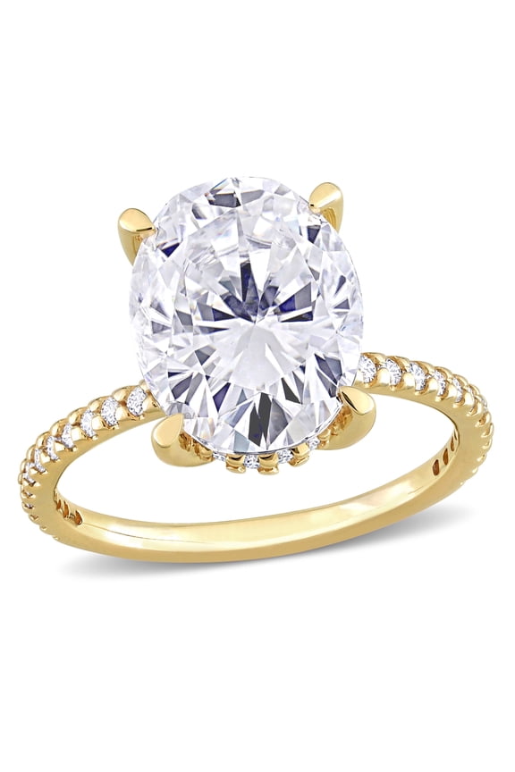 Women's Created Moissanite 10K Yellow Gold Engagement Ring