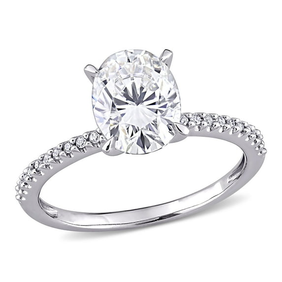 Everly Women's Created Moissanite 14K White Gold Engagement Ring
