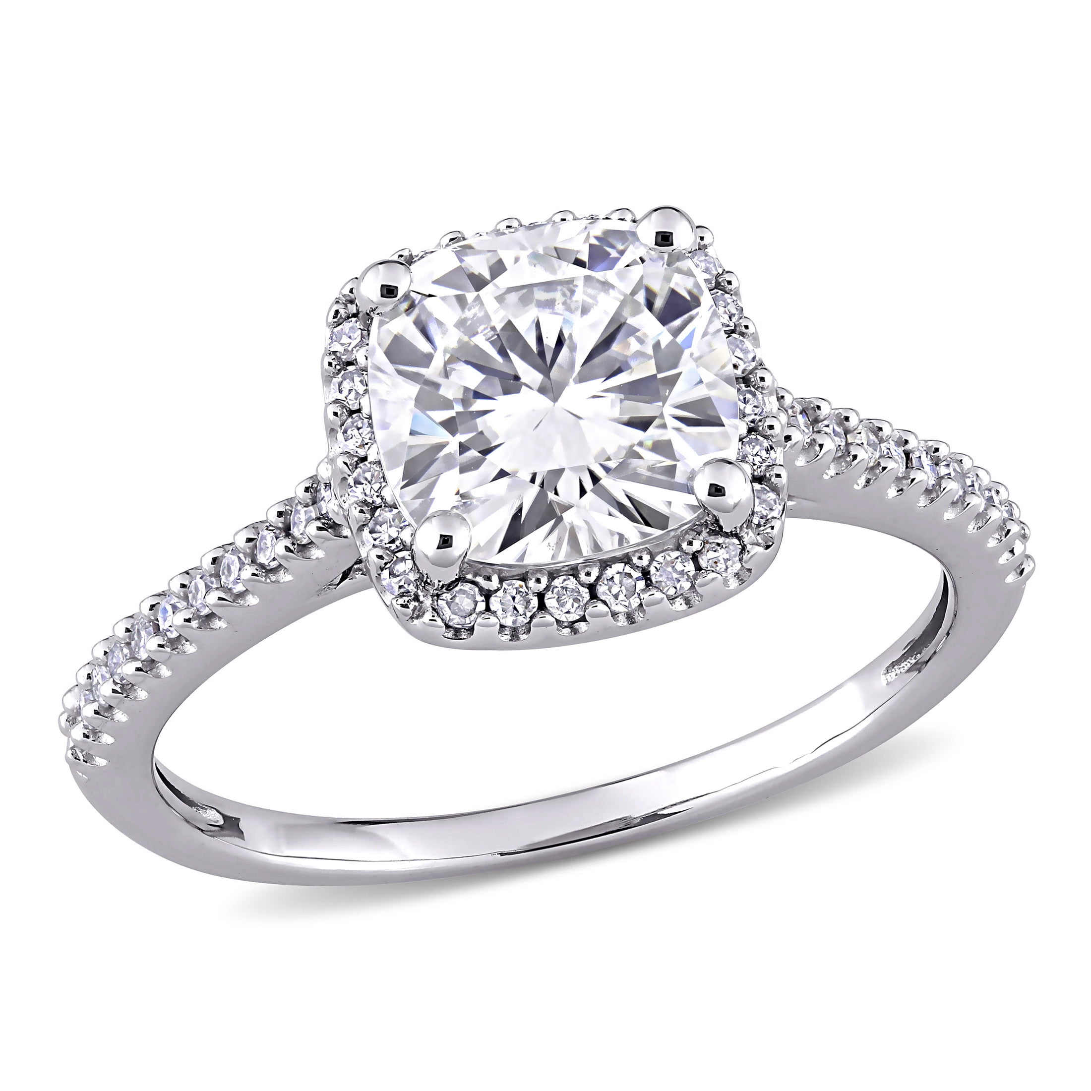 Everly Women's Created Moissanite 14K White Gold Engagement Ring