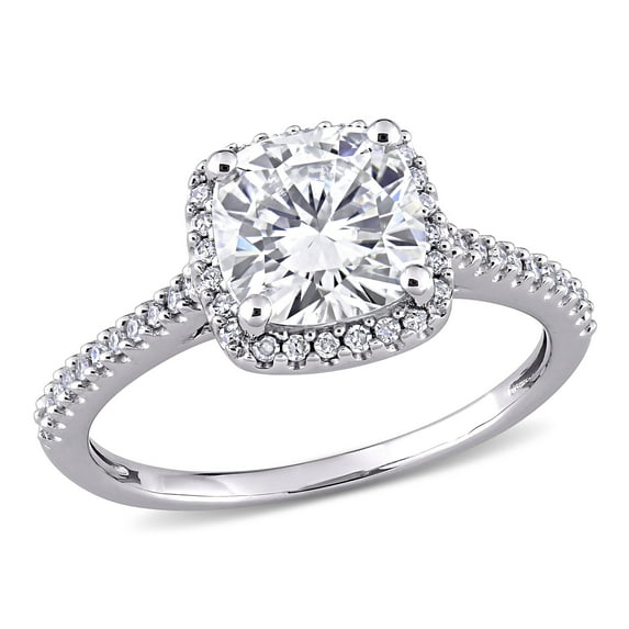 Everly Women's Created Moissanite 14K White Gold Engagement Ring