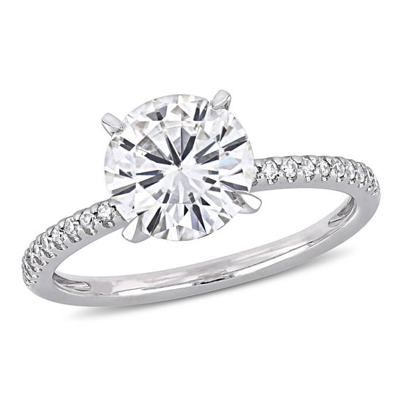 Everly Women's Created Moissanite 14K White Gold Engagement Ring