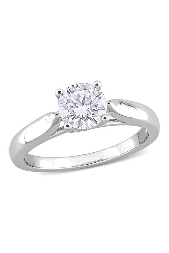 Women's Created Moissanite Sterling Silver Engagement Ring