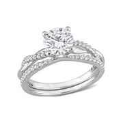 Everly Women's Created Moissanite Sterling Silver Engagement Ring