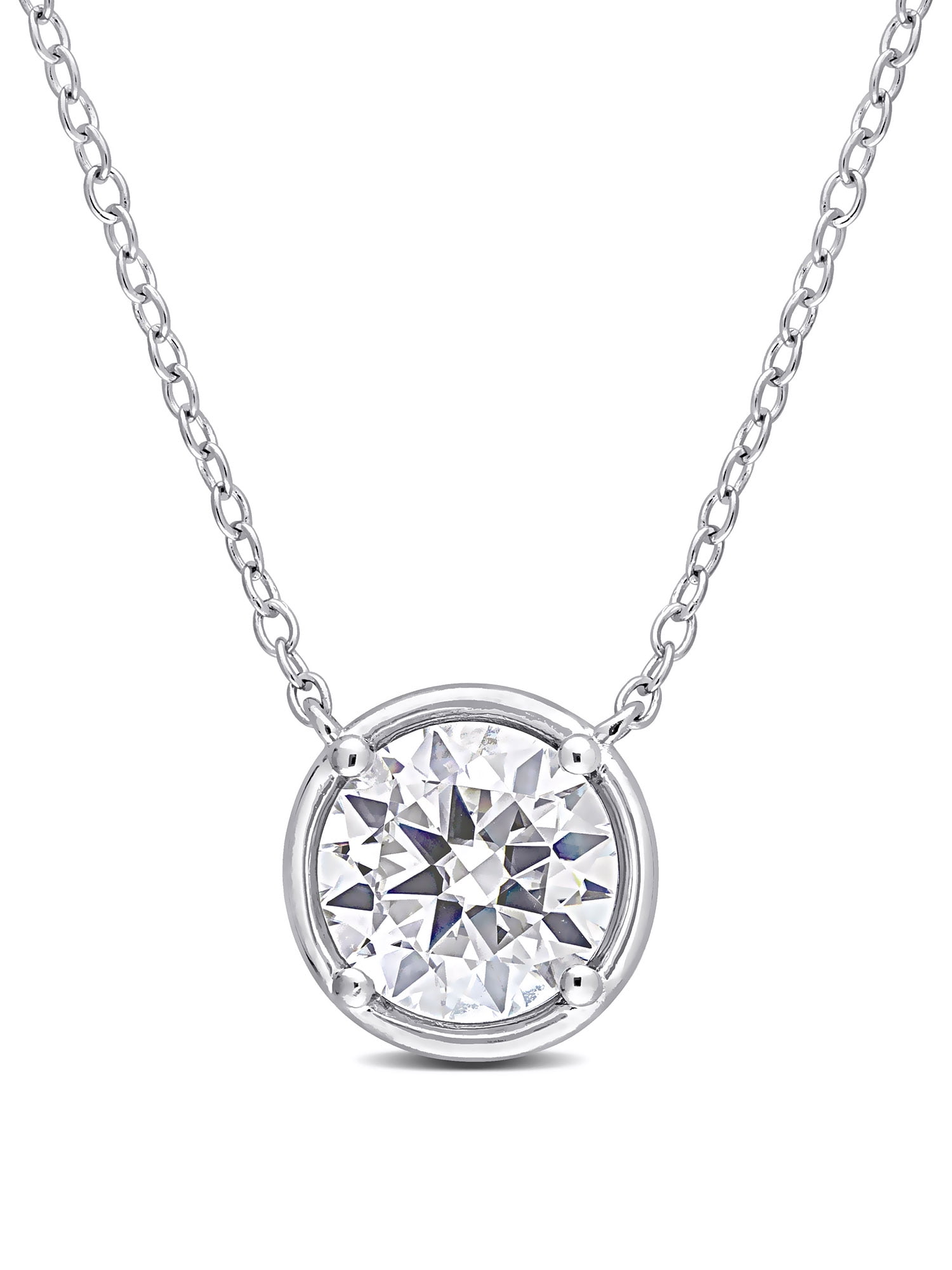Everly 1-4/5 Carat T.G.W. Created White Moissanite Sterling Silver Solitaire Necklace