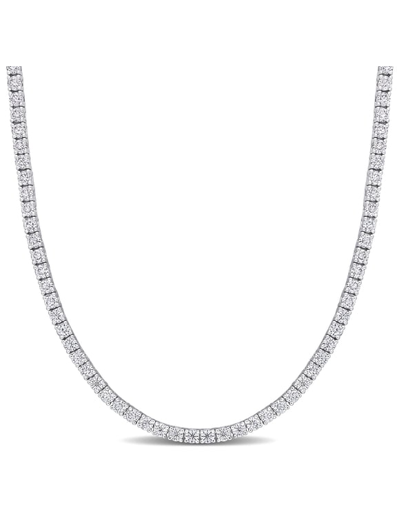 Women's Created Moissanite Sterling Silver Tennis Necklace