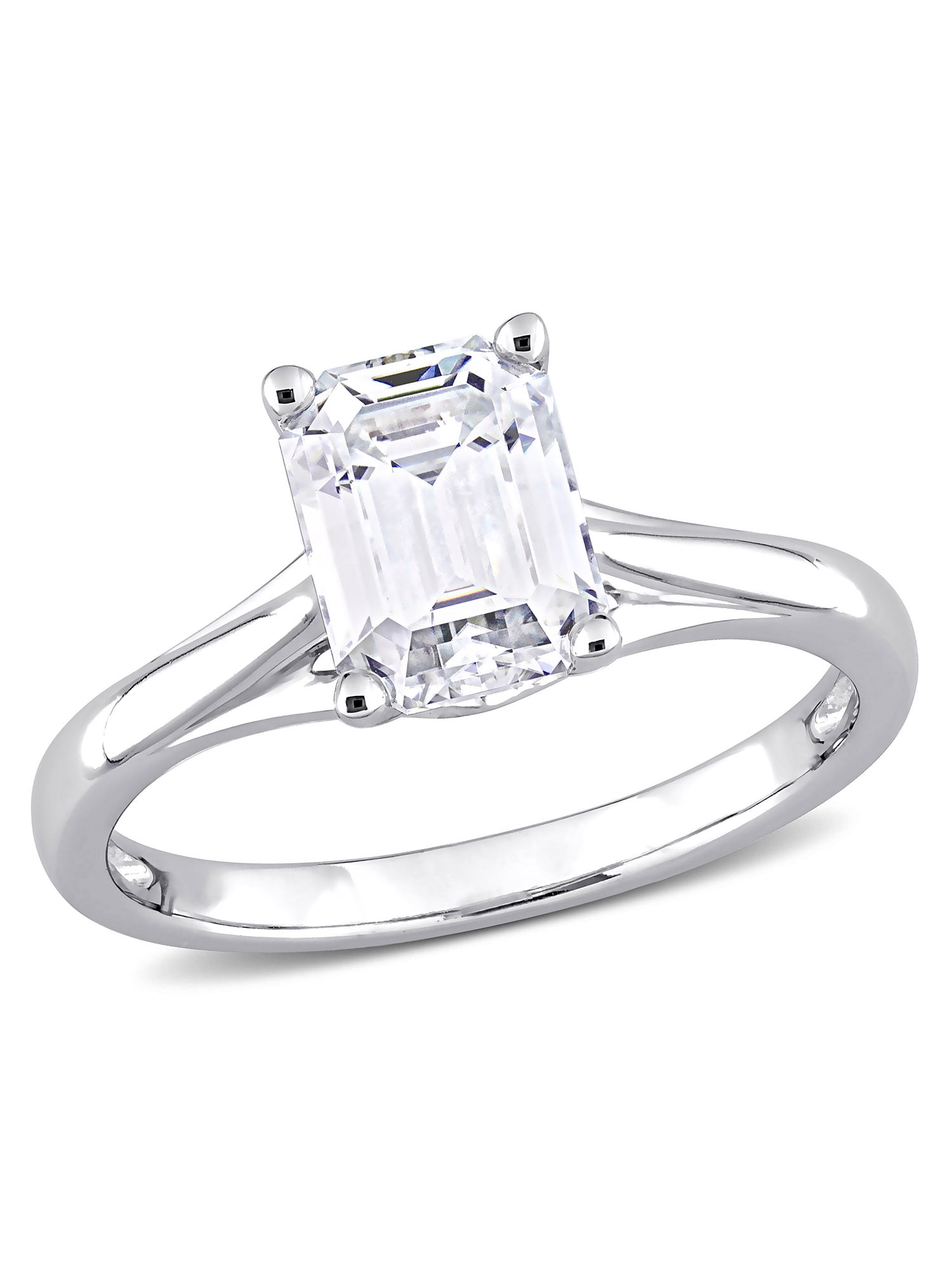 1-3/4 Carat T.G.W. Octagon-Cut Created Moissanite 14kt White Gold Solitaire Engagement Ring