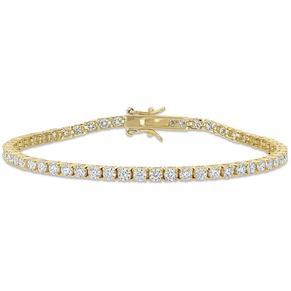 Everly Women's Created Moissanite Yellow Gold Plated Tennis Bracelet