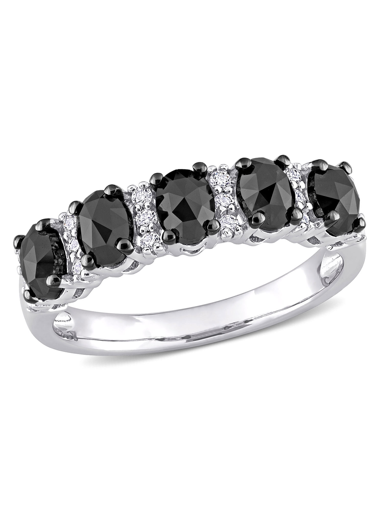 Everly Women's Created Moissanite and Black Diamond 10k White Gold Ring