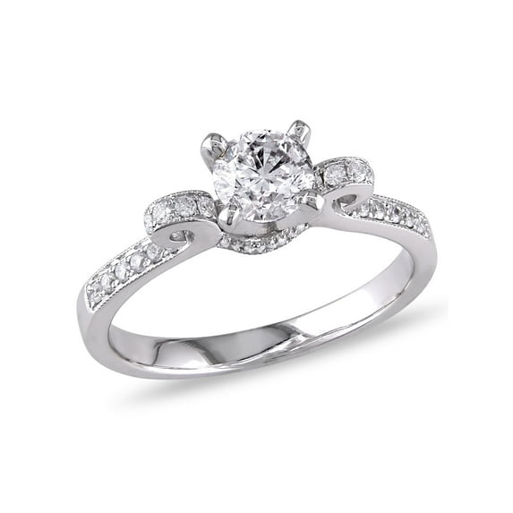 Everly Women's Created Moissanite and Diamond 14K White Gold Engagement Ring