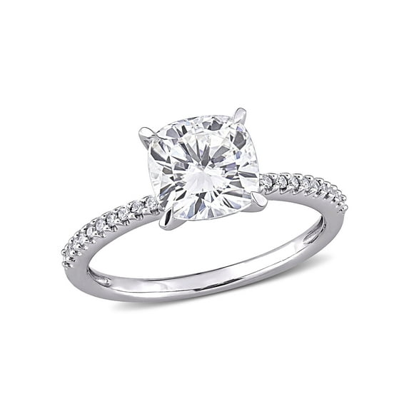 Everly Women's Created Moissanite and Diamond 14K White Gold Engagement Ring