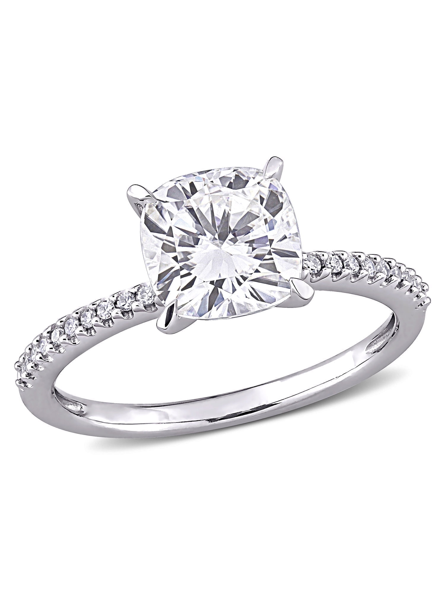 Everly Women's Created Moissanite and Diamond 14K White Gold Engagement Ring