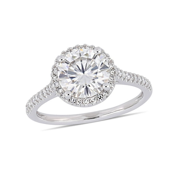 Everly Women's Created Moissanite and Diamond 14K White Gold Engagement Ring
