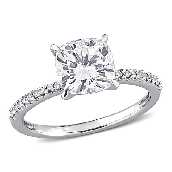Everly Women's Created Moissanite and Diamond 14K White Gold Engagement Ring