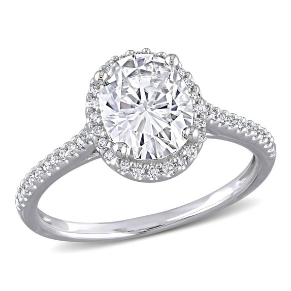 Everly Women's Created Moissanite and Diamond 14K White Gold Engagement Ring