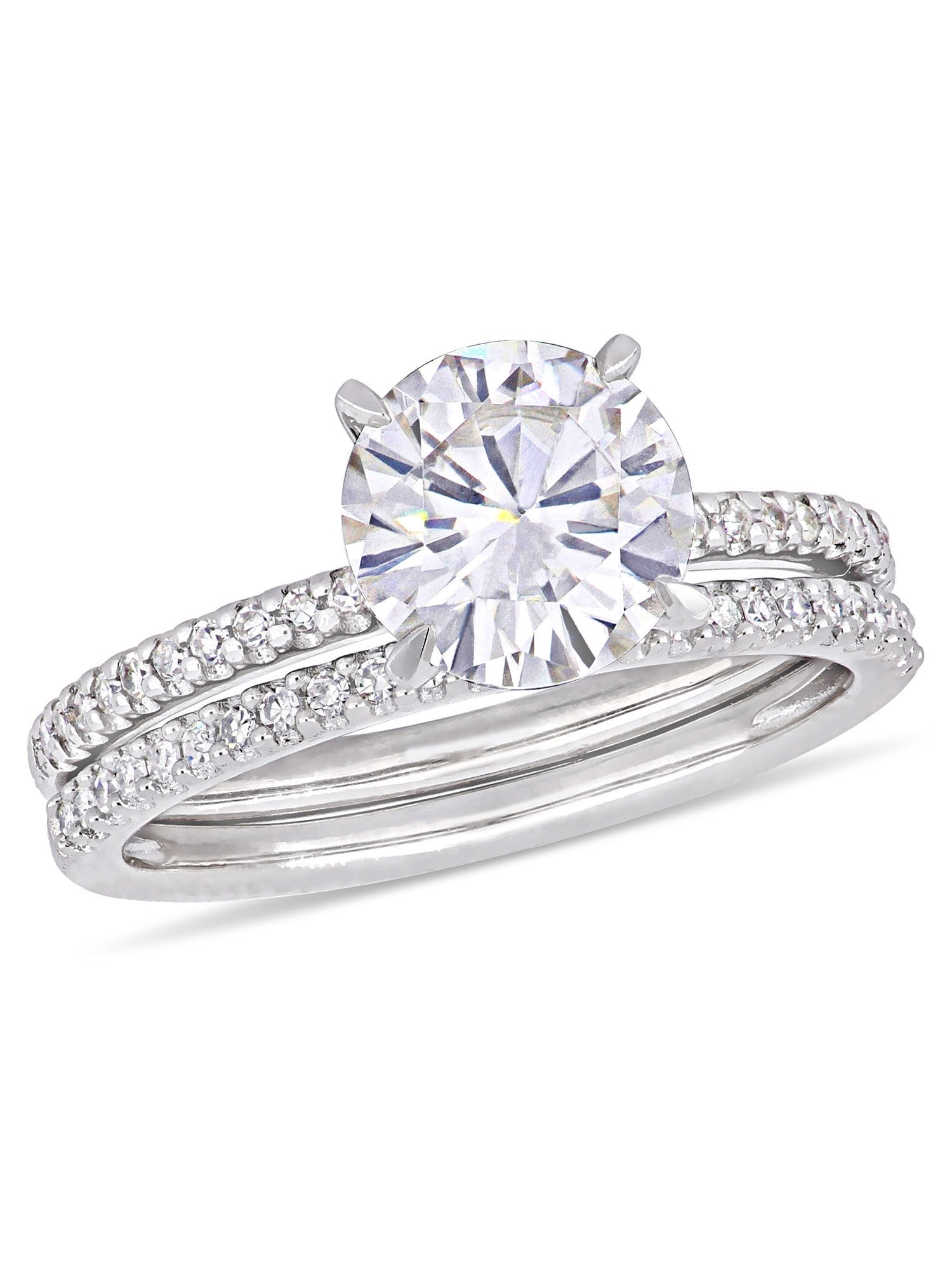 Everly Women's Created Moissanite and Diamond 14k White Gold Bridal Set