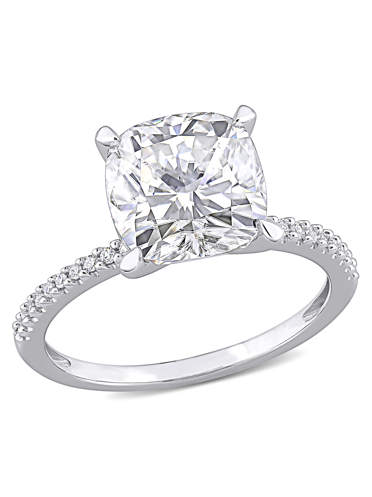 Everly Women's Created Moissanite and Diamond White Gold Engagement Ring