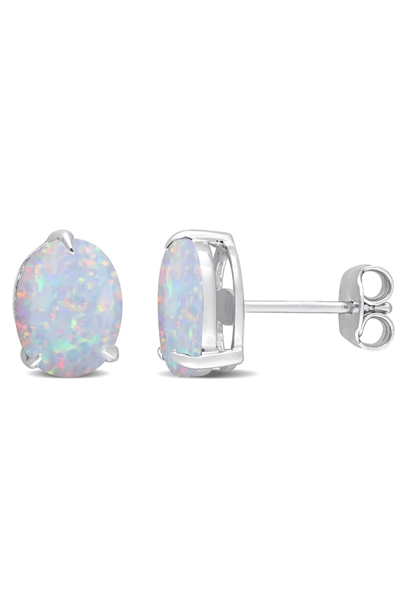 Women's 2ct TGW Created Opal Sterling Silver Solitaire Stud Earrings