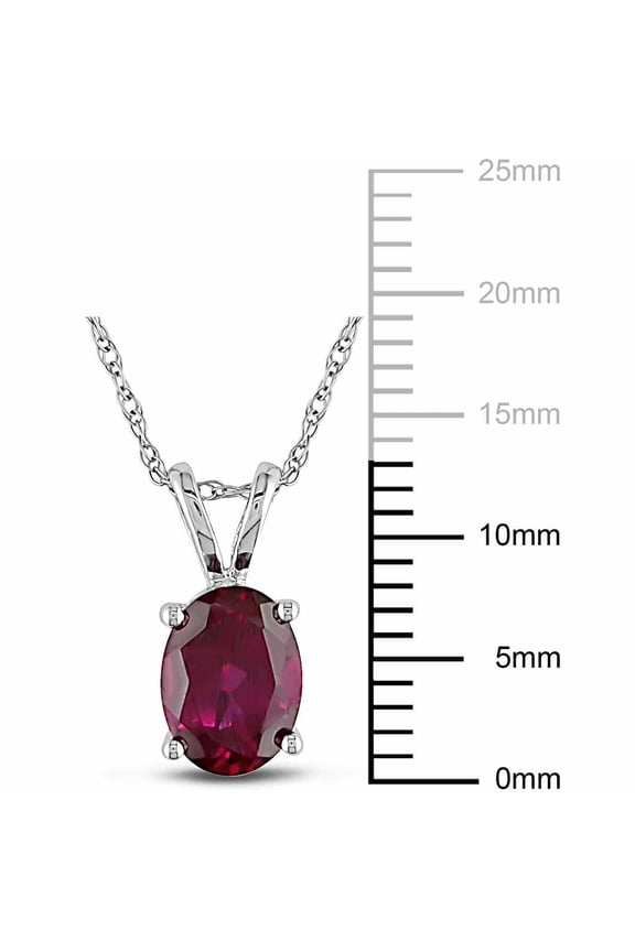 Women's Created Ruby 10k White Gold Necklace