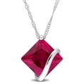 thumbnail image 1 of Everly Women's 3ct TGW Created Ruby 10k White Gold Square Pendant with Chain, 1 of 8
