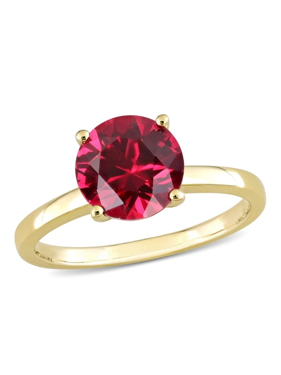 Women's Created Ruby 10k Yellow Gold Ring