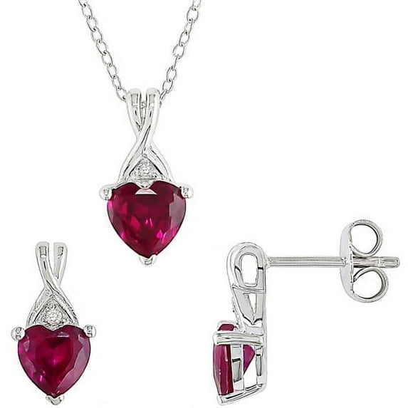 Everly Women's Created Ruby Sterling Silver Jewelry Set