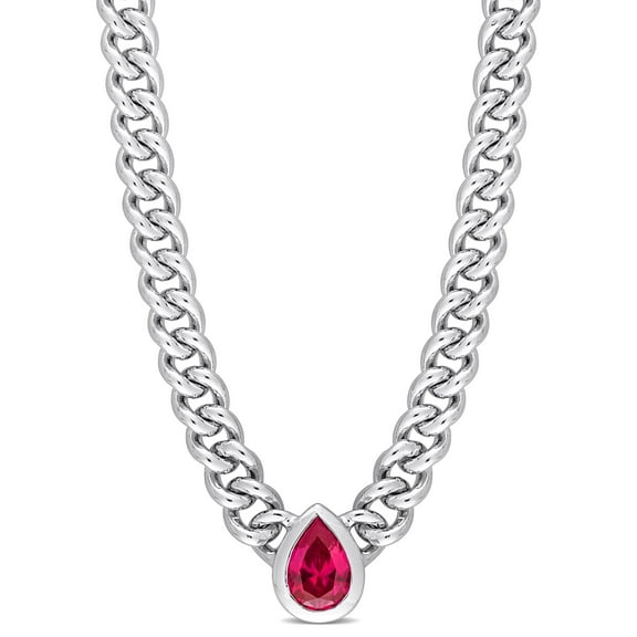 Everly Women's Created Ruby Sterling Silver Necklace