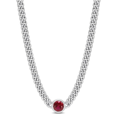 Everly Women's Created Ruby Sterling Silver Necklace