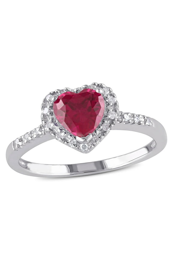 Women's Created Ruby Sterling Silver Ring